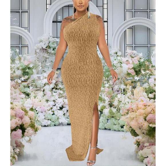 Plus Size Sleeveless Sparkly Evening Gown Formal Party Dress Elegant - Picture 2 of 7